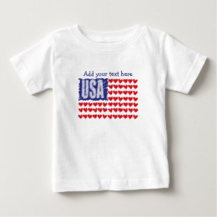 米国ハート国旗カスタムの ベビーTシャツ