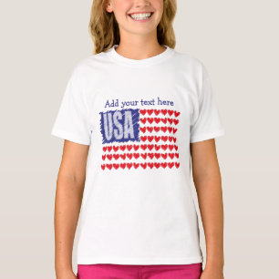 米国ハート国旗パーソナライズされた Tシャツ