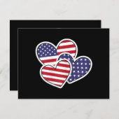 米国ハート国旗American Patriotic 4日7月Home シーズンカード (正面/裏面)