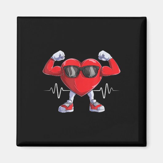 米国ハート病認識度ハート月ハート マグネット (正面)