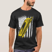 米国ハーモニカ国旗のハーモニカ・ハーモニカ奏者 Tシャツ (正面)