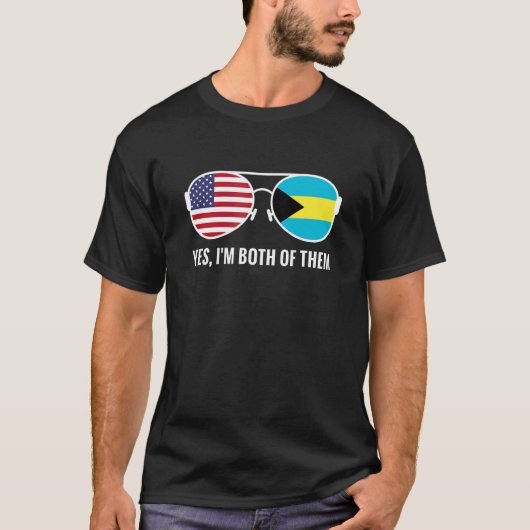 米国バハマ国旗サングラスバハマ系アメリカ人 Tシャツ (正面)