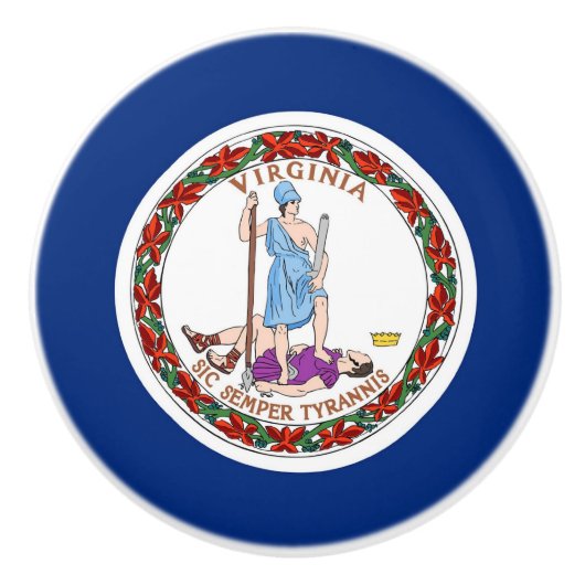 米国バージニア州の旗とセラミックノブのプル州 セラミックノブ (正面)