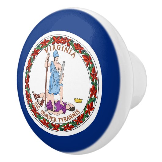 米国バージニア州の旗とセラミックノブのプル州 セラミックノブ (右)