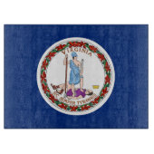 米国バージニア州旗を持つガラス製カッティングボード カッティングボード (正面)