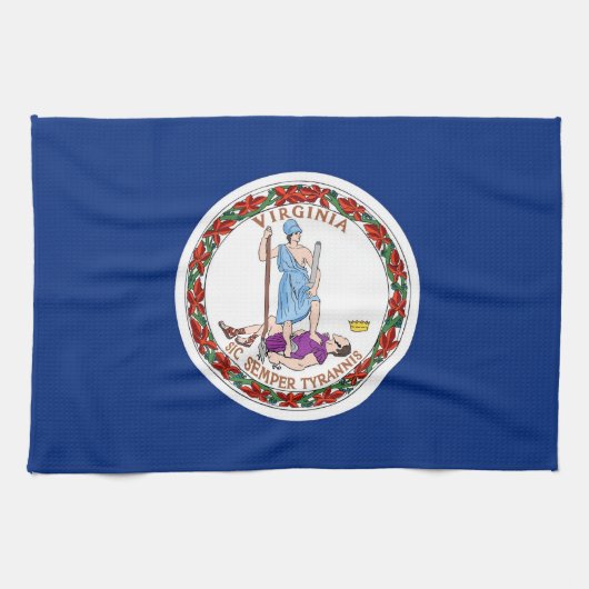 米国バージニア州旗を持つキッチンタオル キッチンタオル (横)
