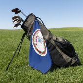 米国バージニア州旗を持つゴルフ州 ゴルフタオル (グリーン)