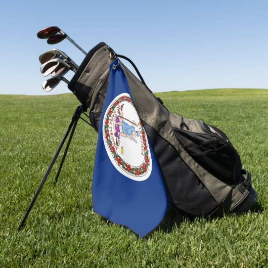 米国バージニア州旗を持つゴルフ州 ゴルフタオル (グリーン)