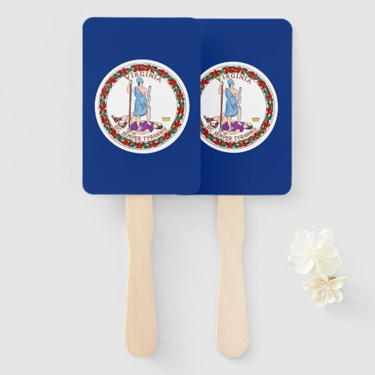 米国バージニア州旗を持つハンドファンのセット ハンドファン (正面&裏面)
