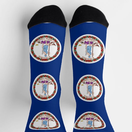 米国バージニア州旗を持つ男性クルー用ソックス ソックス (上部)