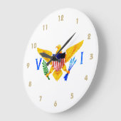 米国バージン諸島の旗 ラージ壁時計 (傾斜)