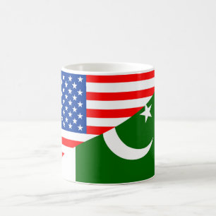 米国パキスタンの国の半分の旗アメリカの記号 コーヒーマグカップ