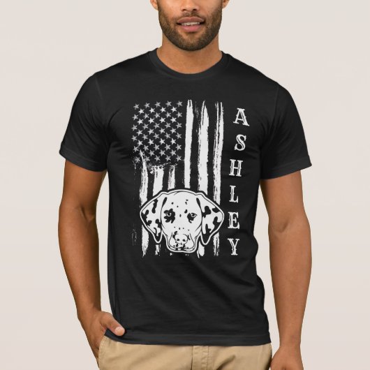 米国パトリオットダルマチアン犬USペット Tシャツ (正面)
