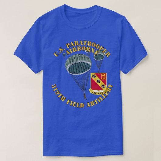 米国パラトパー319thフィールド砲兵DUI Tシャツ (デザイン正面)