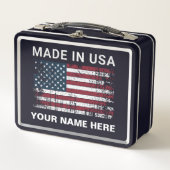 米国パーソナライズされたで作られたアメリカ国旗ヴィンテージ メタルランチボックス (正面)