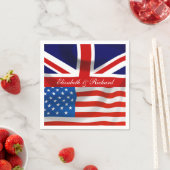 米国パーソナライズされたと英国の国旗のパーティー スタンダードカクテルナプキン (インサイチュ)