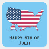 米国パーソナライズされたの地図と国旗の赤白青 スクエアシール (正面)