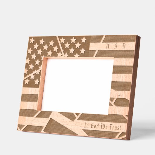米国パーソナライズされたモットーとアメリカ国旗の芸術 レーザー彫刻フレーム (左)