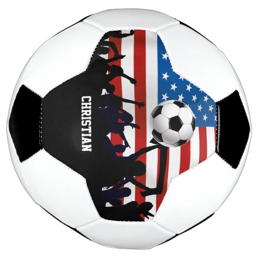 米国パーソナライズされた国旗のサッカーとサッカーファン サッカーボール (回転)