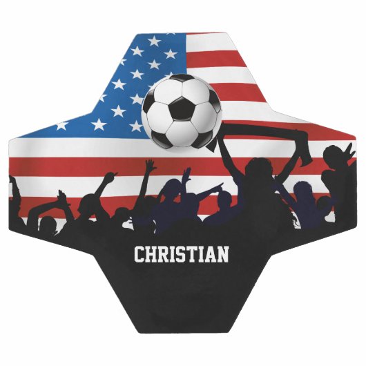 米国パーソナライズされた国旗のサッカーとサッカーファン サッカーボール (フラット)
