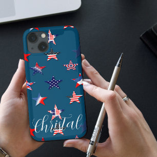 米国パーソナライズされた国旗のスターを7月4日 iPhone 13ケース