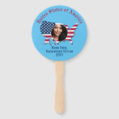 米国パーソナライズされた国旗の地図アメリカ市民写真 ハンドファン (裏面)