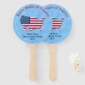 米国パーソナライズされた国旗の地図統一された州市民 ハンドファン (正面&裏面)