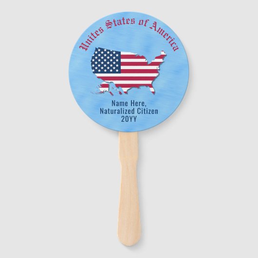 米国パーソナライズされた国旗の地図統一された州市民 ハンドファン (正面)