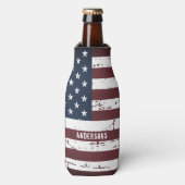 米国パーソナライズされた国旗の愛国心7月4日 ボトルクーラー (ボトル正面)