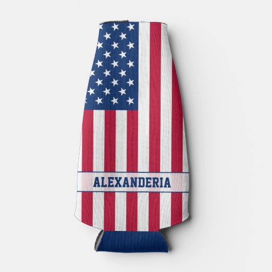 米国パーソナライズされた国旗の星とストライプクーラーボックス ボトルクーラー (正面)