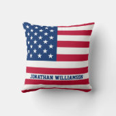 米国パーソナライズされた国旗の星とストライプ クッション (裏面)