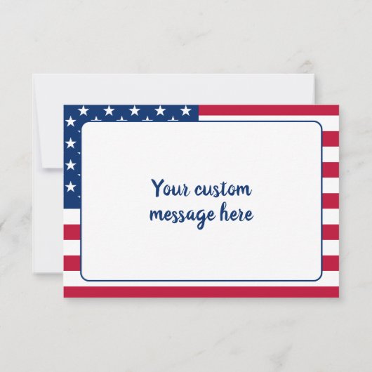 米国パーソナライズされた国旗の星とストライプ サンキューカード (裏面)