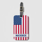 米国パーソナライズされた国旗の星とストライプ ラゲッジタグ (正面縦)
