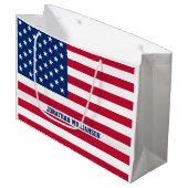 米国パーソナライズされた国旗の星とストライプ ラージペーパーバッグ (正面アングル)