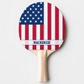 米国パーソナライズされた国旗の星とストライプ 卓球ラケット (正面)