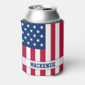 米国パーソナライズされた国旗の星とストライプ 缶クーラー (缶裏面)