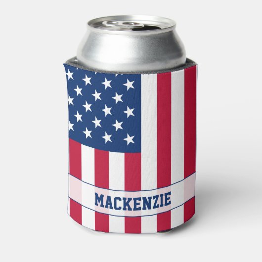 米国パーソナライズされた国旗の星とストライプ 缶クーラー (缶裏面)