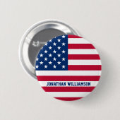 米国パーソナライズされた国旗の星とストライプ 缶バッジ (正面&裏面)