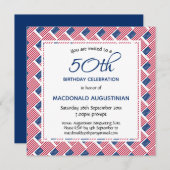 米国パーソナライズされた国旗50誕生日 招待状 (正面/裏面)
