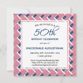 米国パーソナライズされた国旗50誕生日 招待状 (正面)