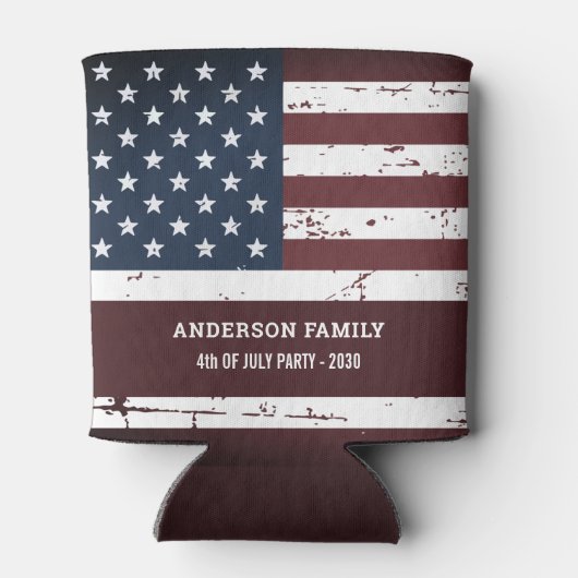 米国パーソナライズされた愛国国旗7月4日 缶クーラー (裏面)