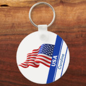 米国パーソナライズされた愛国国旗 キーホルダー (正面)