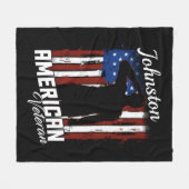 米国パーソナライズされた退役軍人兵士USA国旗 フリースブランケット (正面(横))