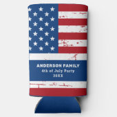 米国パーソナライズされた7月4日パーティー スリム缶クーラー (裏面)