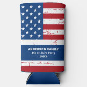 米国パーソナライズされた7月4日パーティー スリム缶クーラー (正面)
