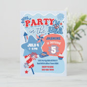 米国パーティー7月4日誕生日招待状 招待状 (スタンド正面)