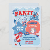 米国パーティー7月4日誕生日招待状 招待状 (正面/裏面)