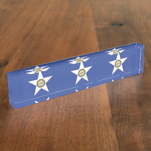 米国ヒューストン州旗を持つデスクの銘板 デスクネームプレート (側面)