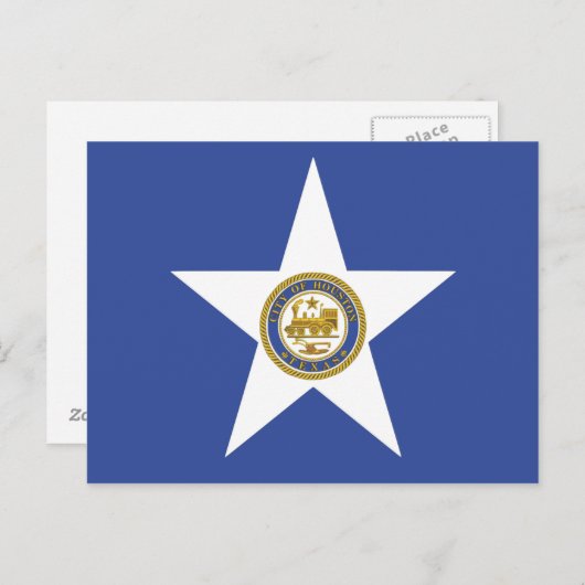 米国ヒューストン市旗が掲げられたテキサス州はがき ポストカード (正面/裏面)