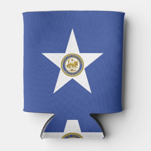 米国ヒューストン市旗を持つクーラーボックス 缶クーラー (正面)